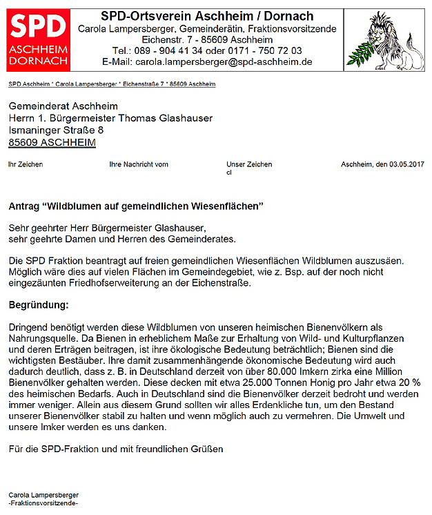 Antrag "Wildblumen"