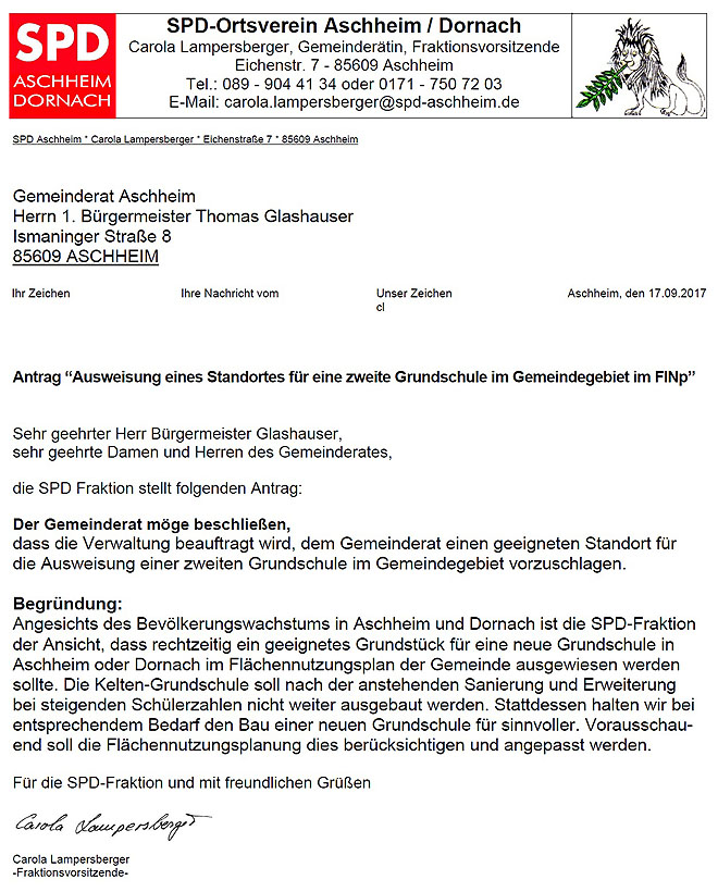 Antrag "Grundschule"