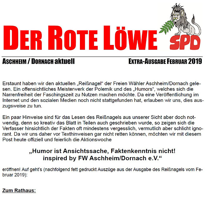 Der Rote Loewe - Extraausgabe Februar 2019
